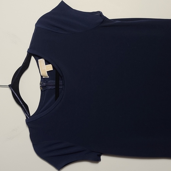 MICHAEL KORS Pleated Hem Shift Dress In Navy Blue Size Small - Picture 5 of 13